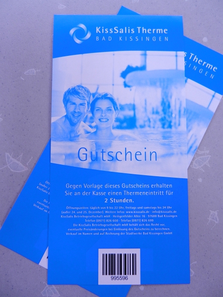 DSCN6370.JPG - Heute ist blubbeln angesagt... Ich hole mir zwei Gutscheine an der Rezeption vom Campingplatz und spare damit 2 Euro. Insgesamt waren wir ca. 3 Stunden in der Therme. Einfach herrlich...