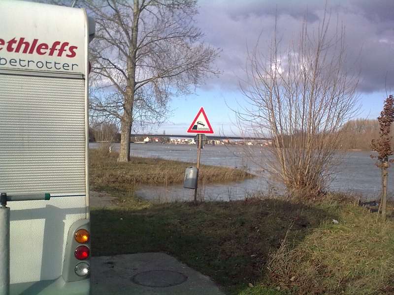 Bild0563.jpg - In Speyer machen wir einen kleinen Abstecher auf die "Insel" bei der Werft. Wir wollen Hochwassergaffen!