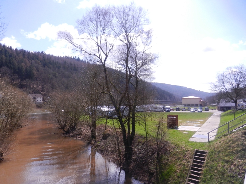 DSCN8322.JPG - Direkt neben dem Stellplatz "Beim Ätsche" mündet der Lachsbach in den Neckar. Ob hier Lachse drin sind???