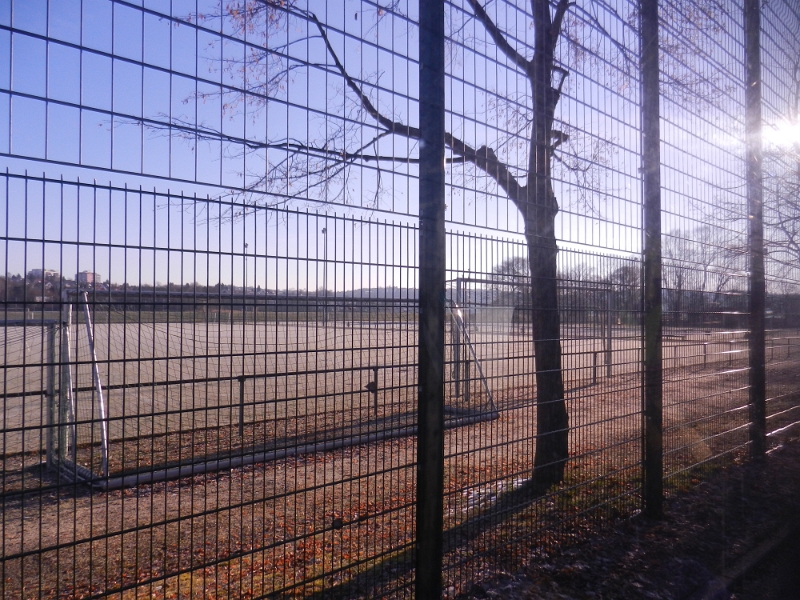 DSCN8068.JPG - Das ist der Ausblick am nächsten Morgen... Der Stellplatz liegt direkt an einem Sportplatz.