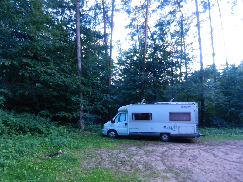 DSCN1282.JPG - Kurz darauf sind wir im Wald unterhalb der Château du Fleckenstein (Burg Fleckenstein) angekommen. Hier wollen wir die nächsten 2 Tage bleiben.