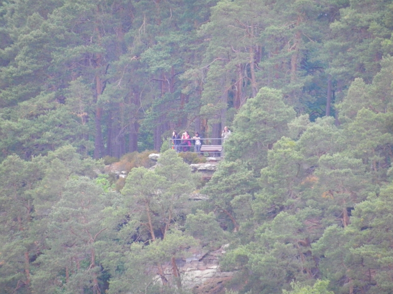 DSCN8959.JPG - Achja, das ist übrigens der Aussichtspunkt auf dem Pfaffenfels, wo wir ganz am Anfang unserer Tour standen und genau hier zum Wachtfels geknipst haben! :-)