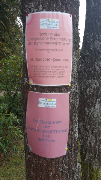 20160917_124739.jpg - Nach dem Frühstück bin ich zur Therme gelaufen und will nach Öffnungszeiten etc. schauen...Ich mach es kurz! Die Therme ist wegen Revision und "Energetische Ertüchtigung" geschlossen?!?!? :-(