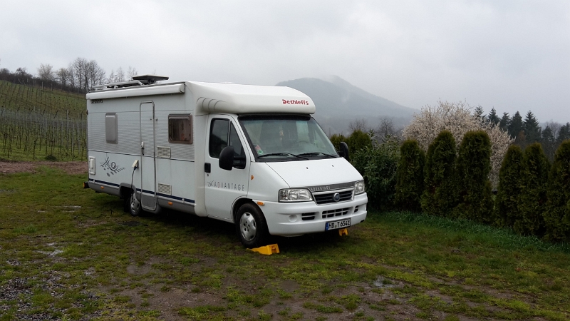 20160325_122753.jpg - Nach einer ruhigen Nacht auf dem Stellplatz in Rheinzabern sind wir nun in Albersweiler auf dem Stellplatz vom Weingut Hahn-Hof gelandet.