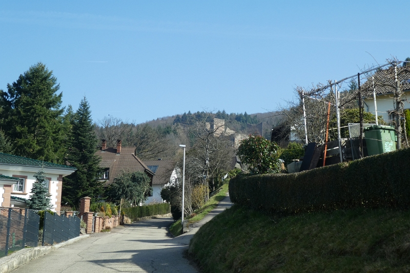 P1020495.JPG - Nun fahren wir steil den Berg hoch. Wir wollen uns den Stellplatz an der Burgruine Schauenburg ansehen.