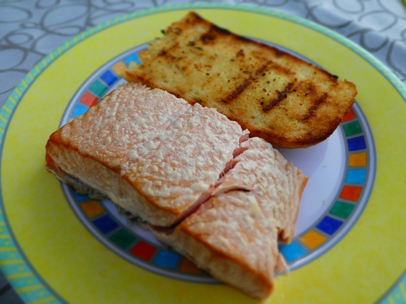 P1000115.JPG - Wir haben uns frischen Lachs zum Abendessen geräuchert.