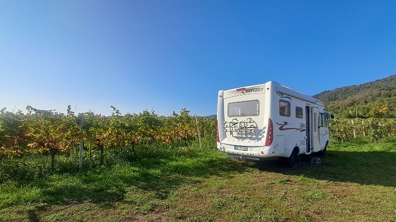 20251011_110628.jpg - Wir haben Glück, obwohl der Platz voll belegt ist, bekommen wir am Rand noch einen Platz gezeigt, wo wir uns hinstellen können!Wie cool ist das denn!? Natürlich nehmen wir das Angebot an und stellen uns dort hin! ;-)